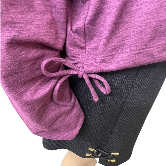Gap fit brushed tech jerseys pullover sweatshirts side tie hoodie purple size L - Picture 13 of 14